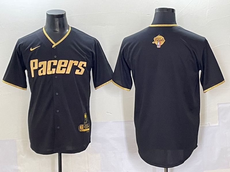Men 2025 Indiana Pacers Blank Black Joint Name Nike NBA Jersey style 1